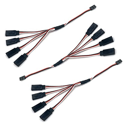 5pcs JR Y Connector Servo Extension Cable 3 Pin JR Plug Splitters 1 Male to 4 Female Servo Y Extension Connector for RC Models Cars Plane Helicopter Drone - style: 1 Male to 4 Female