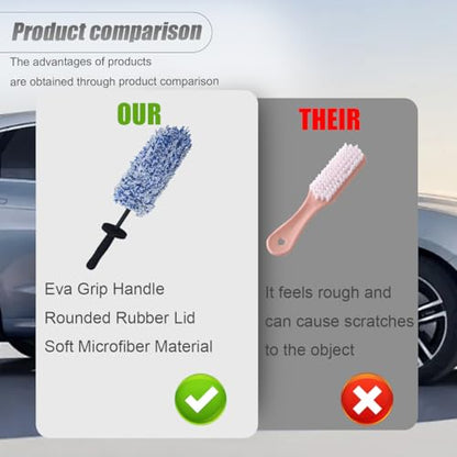 ZIMISI Car Wheel Cleaner Brush, Soft Microfiber Wheel Rim Cleaner, Non Scratch Car Detailing Brush, Highly Water Absorption & Removable Tire Brush, Vehicle Rim Wash Tool (Blue) - color: Blue