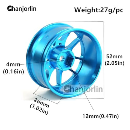 1/10 RC On Road Drift Wheels Rims Hex 12mm Metal Rally Racing Hubs for 1:10 Scale Touring Street Car Tires Tyres Tamiya TT01 TT02 HSP 2S 3S Brushless HPI KYOSHO XV02 XV01 4PCS (Glod) - color: Glod