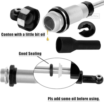 RC Shock Absorber Upgrades Part for 1/10 Jato 4X4 Brushless,Jato 4X4 VXL,Alloy Aluminium Shocks Front Rear,Replace #7462,Black - color: Black(4pcs)