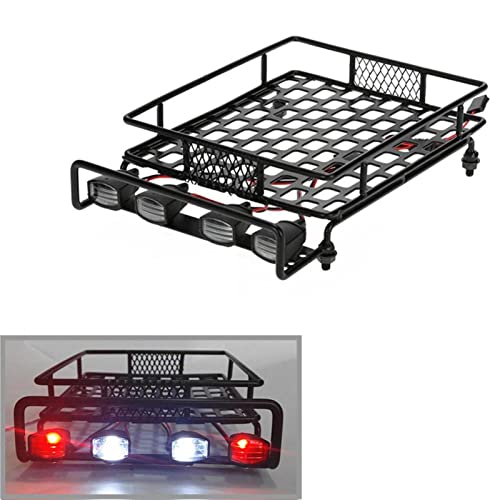 misppro Metal Luggage Roof Rack W/LED Light for 1/8 1/10 RC Rock Crawler Car Truck