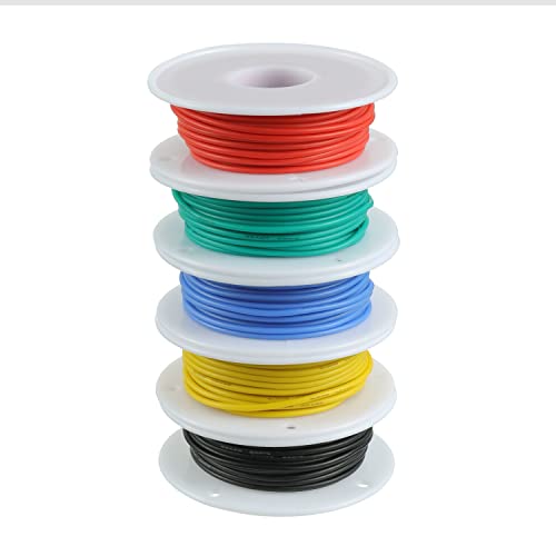 BOJACK 26 AWG Flexible Silicone Wire Electric Wire Hook up Wire Kit 300V Cables with Plus 20 φ3mm Heat Shrink Tubings and a Mini Wire Stripper(5 Colors 32.81Ft Each Color, 26AWG) - size: 26 AWG Silikondraht