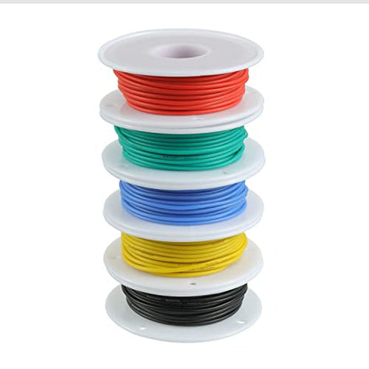 BOJACK 26 AWG Flexible Silicone Wire Electric Wire Hook up Wire Kit 300V Cables with Plus 20 φ3mm Heat Shrink Tubings and a Mini Wire Stripper(5 Colors 32.81Ft Each Color, 26AWG) - size: 26 AWG Silikondraht