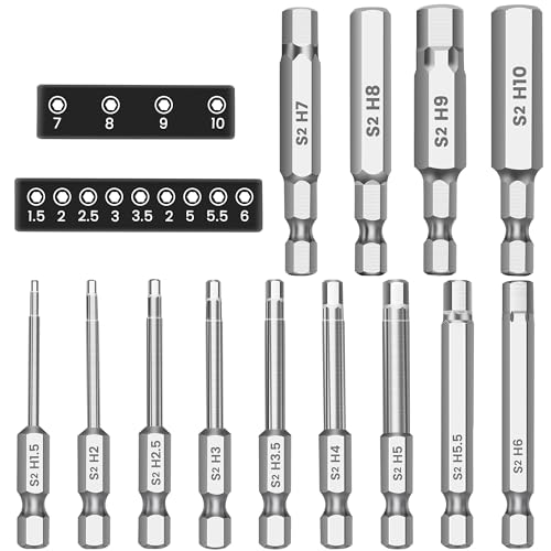 MulWark Hex Head Allen Wrench Drill Bit Set 13pcs Precision Metric S2 Steel – Magnetic Bits with Corrosion Resistance 1/4" Allen Key Bit Set - style: 13PC Hex Head Drill Bit Set