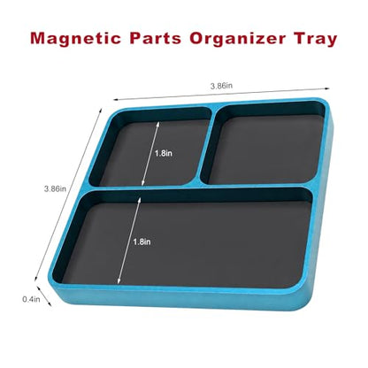 Magnetic Parts Tray, Aluminum Alloy Auto Repair Screws and Parts Organizer, Magnet Hardware Holder Tray for Car RC Repair Phone Electronics Maintenance, Car Accessories (Blue) - color: Blue