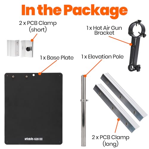 628 III Professional PCB Holder Heavy & Solid 1.7kg with Hot Air Rework Bracket Helping Hands for Clamp Holding Circuit Board and SMD Reflow Soldering