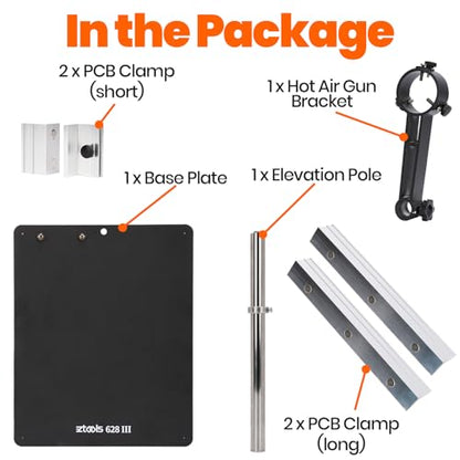 628 III Professional PCB Holder Heavy & Solid 1.7kg with Hot Air Rework Bracket Helping Hands for Clamp Holding Circuit Board and SMD Reflow Soldering