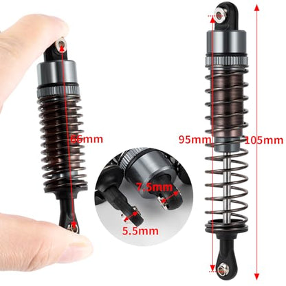 4PCS 1/10 70MM 95MM RC Oil filled Shock Absorbers Kit Front & Rear Shock Absorber Damper Assembled Set Compatible with Tamiya TT-02B DT-02 DT-03 DF-02 1/10 Buggy Car Upgrades Parts (Titanium) - color: Titanium