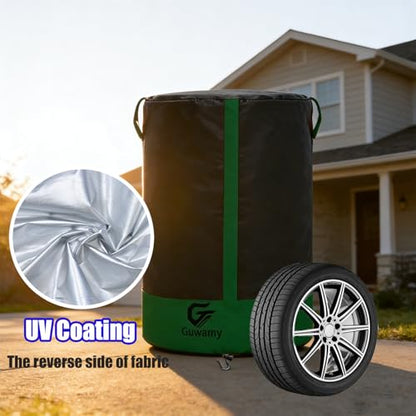 Waterproof Tire Storage Cover – Dust-Proof, Universal Tire Stack Cover for Up to 35" Diameter Tires | Black/Green Two-Tone Design - size: 35x49 in, style: Black+Green