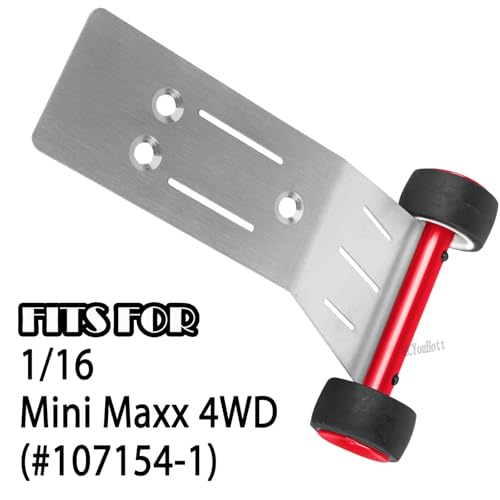 RC Upgrades Part for 1/16 (#107154-1) Mini Maxx 4WD,Tail Wheel/Skid Plate Stainless Steel Chassis/Protective Chassis Dirt Dust Resist Guard Cover/Mount Plate Motor Fixing Mount,Red - color: Red-(for 1/16）