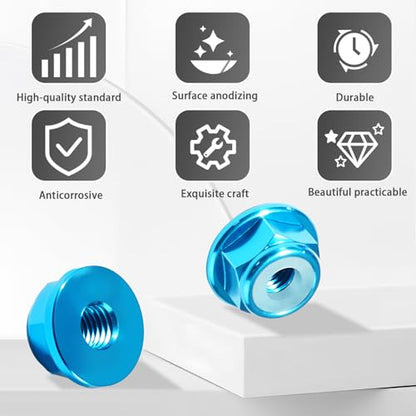 4Pcs M2 Flange Lock Nuts Metric Nylon Inserted Hex Self-Lock Non-Slip Aluminium Self Clinching Nuts for 1/24 RC Car Axial SCX24 Furniture DIY Industrial Construction Fasteners - color: Sky Blue, size: 4Pcs