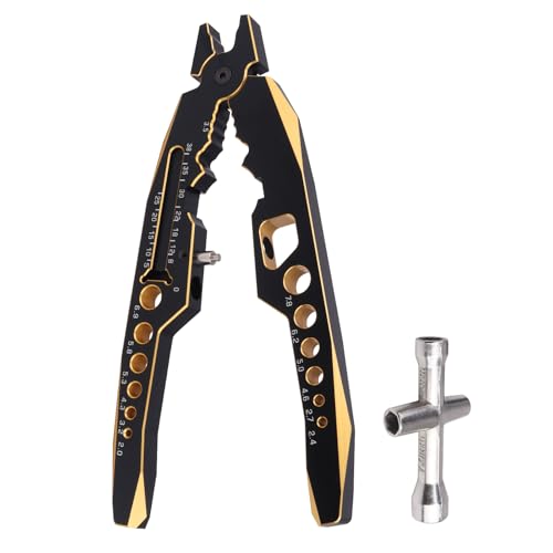 AllinRC RC Shock Pliers Multifunction Shocks Tools Rod Ball Clamp RC Shock Shaft Pliers for Traxxas Arrma Axial Redcat Hpi Cars Trucks Crawler Buggy On/Off Road (Black gold)