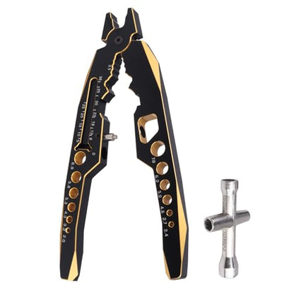 AllinRC RC Shock Pliers Multifunction Shocks Tools Rod Ball Clamp RC Shock Shaft Pliers for Traxxas Arrma Axial Redcat Hpi Cars Trucks Crawler Buggy On/Off Road (Black gold)