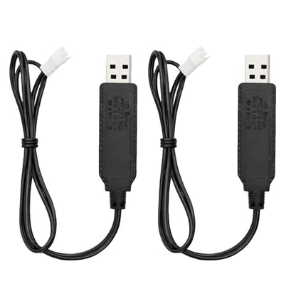 2-Pack USB RC Car Charger Cable XH2.54mm for 3.7V Battery Charging | Compatible with Remote Control RC Car Battery，XH2.54mm 2-pin female connector, for 3.7V lithium battery charging.