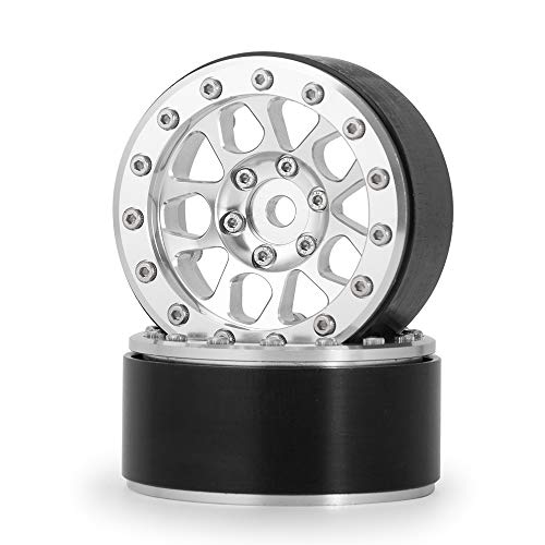 4PCS Metal 1.9" Heavy Duty Beadlock Wheel Rims for 1/10 RC Crawler Axial Scx10 II D90 TRX-4 Tamiya CC01 D110 (Silver) - color: Silver