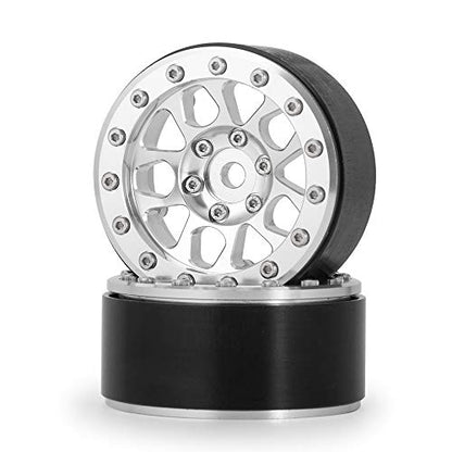 4PCS Metal 1.9" Heavy Duty Beadlock Wheel Rims for 1/10 RC Crawler Axial Scx10 II D90 TRX-4 Tamiya CC01 D110 (Silver) - color: Silver