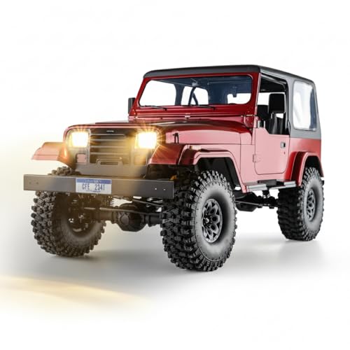 FMS Rochobby 1/10 RC Crawler Mashigan RC Truck 4x4, RC Car with Foldable Front Windcreen, Convertible Top,led Lights and 550 Brushed Motor (not Include Battery and Charger)