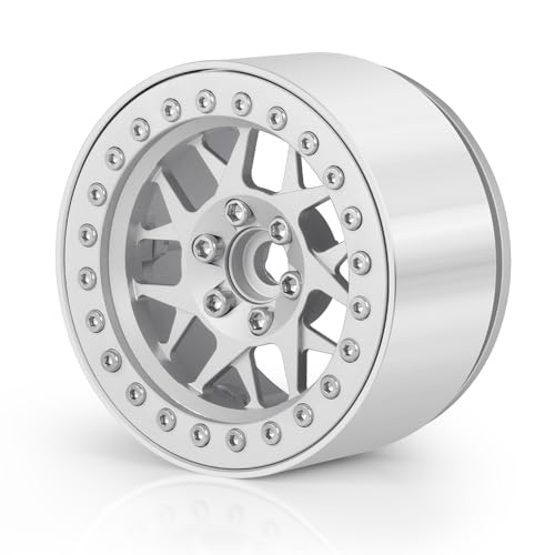 MOHERO 2.2 inches RC Beadlock Wheels/Rims for 1/10 Scale Rc Crawler Car Wraith 90018 Pack of 4 (Silver) - color: Silver