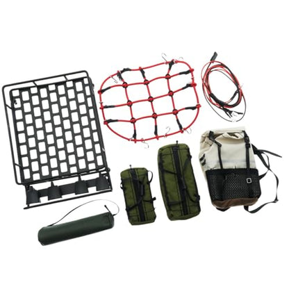 1: 10 RC Crawler Roof Rack and Luggage Set Multiple Waterproof Bags Accessory Lightweight DIY Modification Parts, Style B