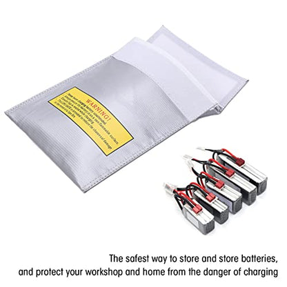 Fireproof Lipo Battery Bag, Flame Retardant Storage Pouch, Charging Container with Radiation Heat Resistant, Ideal for Various Aircraft Batteries, 18x23cm (Silver) - size: Silver