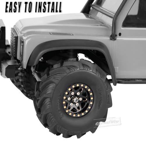 1.0 Beadlock Wheel Rims for 1/24 1/18 RC Crawler Car SCX24 TRX4M,Black Coating Brass 1.0 RC Beadlock Wheels RC Rims,Black