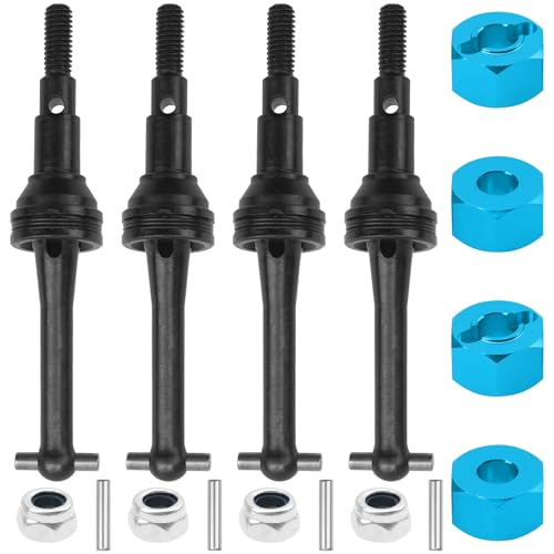 ShareGoo Steel CVD Drive Shaft Dogbone w/Hex Wheel Hubs Hex Adapter Compatible with MJX Hyper Go 14301 14302 1/14 RC Car (Black) - color: Black