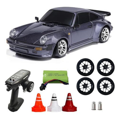 1/18 Porsche 911 RWD RC Drift Car with Metal Tires (Purple) | RWD Drifting with Gyro,Alloy Shell & Metal Tires (Purple) - color: Porsche 911 Purple