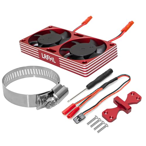 1/7 1/8 1/10 RC Cooling Fan Heat Sink with Adjustable Mount 40-50mm | for 1/7 1/8 1/10 RC Crawler Car 4284 4985 1717, 22000 RPM - style: Red 40*40mm