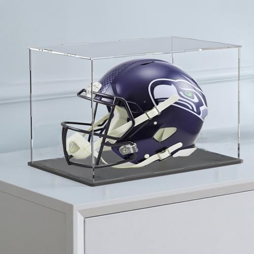 Acrylic Display Case for Mini Helmet and Model Cars, Clear Display Box with Thick Base and Lid for Protection and Displaying, 7.5x5.5x5.5-inch - size: 7.5"L x 5.5"W x 5.5"H