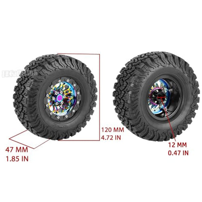 RC 2.2 in Wheel Tires for 1/10 SCX10 SCX10 II 90046 SCX10 III AXI03007 SCX10 Pro TRX4 TRX6 Gen7 Gen8 D90 VS4-10 MST CFX RC Crawler Car,BRCatWPark Aluminum RC 2.2 Wheel,Colorful