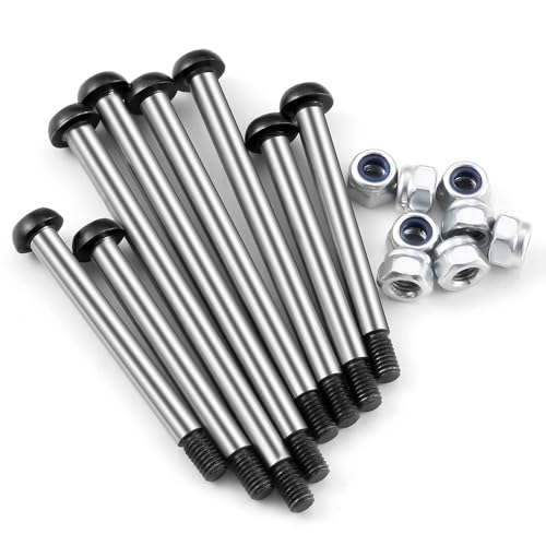 MORLORDY RC Car Lock-nut Style Hinge Pins Set for 1/10 Traxxas Bandit XL-5 RC Offroad Truck Upgrade Parts, Polished Steel
