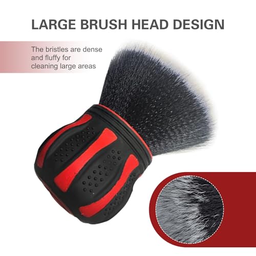 Car Detailing Brush, Ball-Shaped Cleaning Brush with Ultra Soft Dense Bristles, Non-Slip Handle and Storage Rack Design, Universal Multi-Purpose Gap Cleaner for Car Home Office (Red) - color: Red