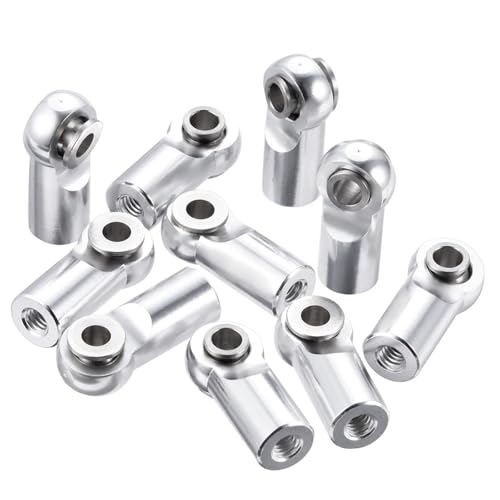 10Pcs/Set Metal M2.5 Link Tie Rod End Ball Joint for RC Model Car Boats Airplane Linkage Replacement Parts RC Links Linkage(Silver) - color: Silver