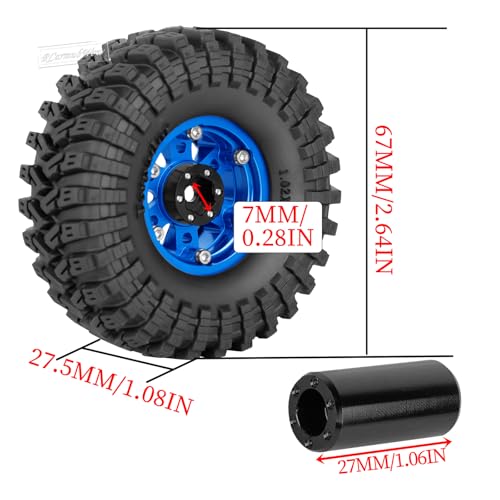 RC 1.3 Beadlock Wheels and Tires Single & Dually for 1/18 TRX4M Ascent-18,1/24 SCX24 FCX24 RC Crawler Car,Aluminium & Brass 1.3 Rims w/All Terrain Rubber Tire,4pcs,Navy Blue w/Black - color: Navy Blue(4pcs)