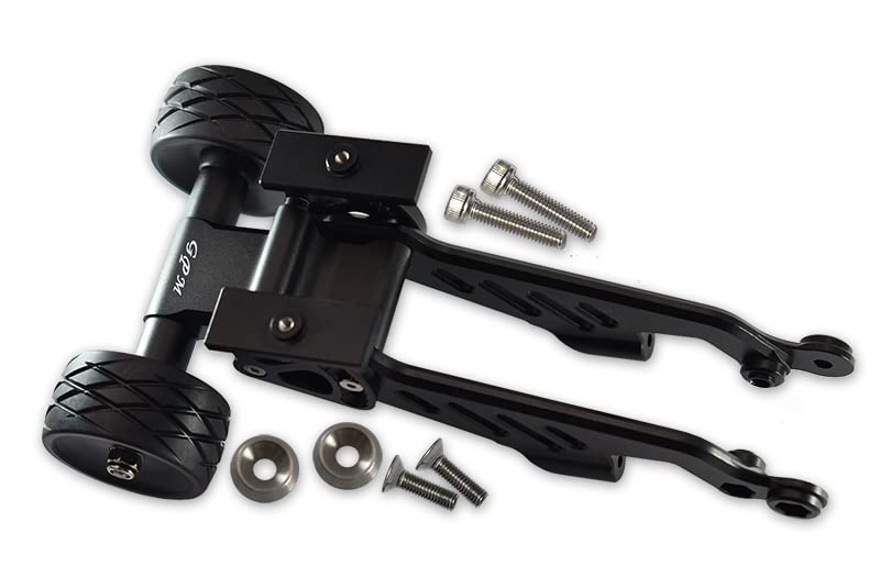 GPM 7Pc Set Upgrades Aluminum Rear Wheelie with Wing Mount for 1/8 Outcast 6S BLX Stunt Truck Brushless & 1/8 Kraton 6S 106005 & 106015 & 106018 RC Cars (Black)