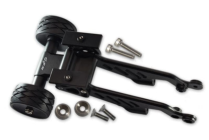 GPM 7Pc Set Upgrades Aluminum Rear Wheelie with Wing Mount for 1/8 Outcast 6S BLX Stunt Truck Brushless & 1/8 Kraton 6S 106005 & 106015 & 106018 RC Cars (Black)