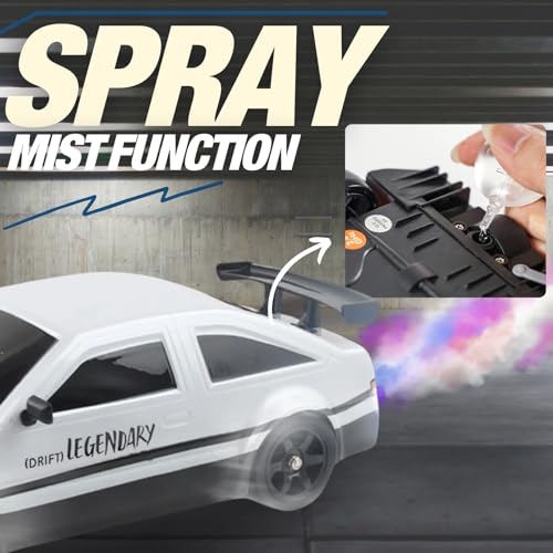 Liberty Imports RC Drift Car 1/16 2.4GHz 4WD Remote Control Sport Racing On-Road Vehicle with LED Light, Batteries and Drift Tires (White) - color: White