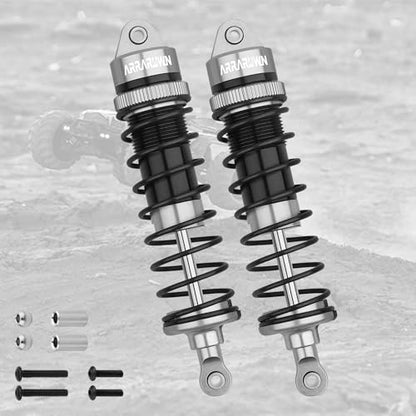 2PCS 1/10 RC Car Aluminum Front Shocks Replacement of AR330550 Update Parts | Compatible with Arrma 1/10 Typhon 3S/2S Granite 4x4 Bigrock Senton Shock Absorber Assembled - color: Gray Black 2Pcs F