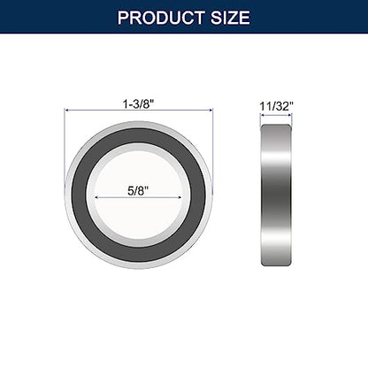 R10-2RS Deep Groove Ball Bearings, ID 5/8" x OD 1-3/8" x Width 11/32" Double Rubber Sealed Ball Bearing Pre-Lubricated Chrome Steel Z2 Lever 10pcs - size: R10-2RS 5/8"x1-3/8"x11/32"