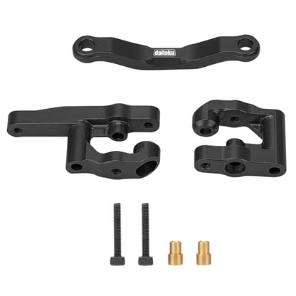 daitoku RC Steering Set Aluminum Upgrade Parts Steering Assembly for 1/18 Arrma Granite Typhon GROM 1/16 Mojave GROM 1/12 Losi Nascar RC Car (Black) - color: Black