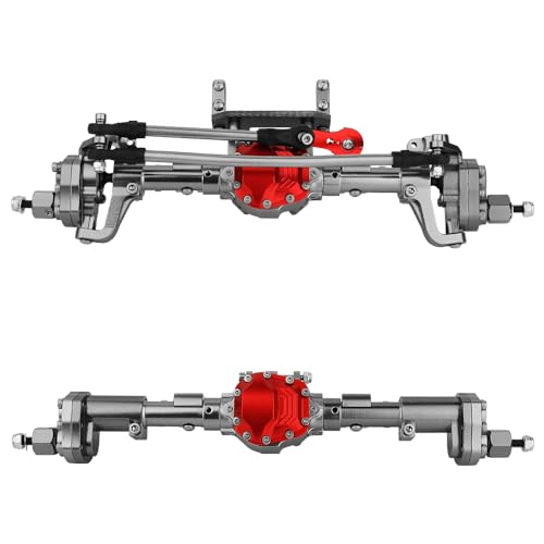 CNC Anodized Complete Front & Rear Portal Axle for 1/10 RC Crawler Car Axial SCX10 II Deadbolt 90046 90047 SCX10 90028 90027 Metal Upgrade Parts (Titanium) - color: Titanium