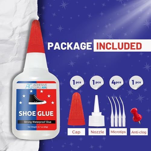 Adhesive Guru Professional Shoe Glue (0.7 oz), Shoe Sole Repair, Ultimate Shoe Repair Glue, Suitable for Sports Shoes, Sneakers, Boots, Sandals etc. Compatible with CA Accelerator - 1 Pack - size: 1 Pack, style: Shoe Glue