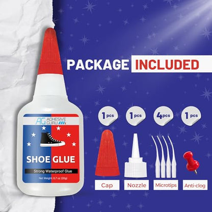 Adhesive Guru Professional Shoe Glue (0.7 oz), Shoe Sole Repair, Ultimate Shoe Repair Glue, Suitable for Sports Shoes, Sneakers, Boots, Sandals etc. Compatible with CA Accelerator - 1 Pack - size: 1 Pack, style: Shoe Glue