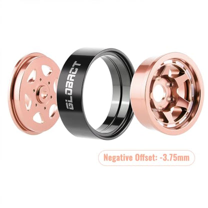 GLOBACT 1.3" Beadlock Wheels for SCX24 AX24 TRX4M 1/18 1/24 (Rose Gold) - color: Rose Gold