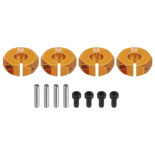 MECCANIXITY Aluminum 12mm Wheel Hex Hubs Drive Adapters Golden 5mm Thickness with Screws and Pins for RC Car Upgrade Replacement Parts 4Pcs - color: Golden, size: 5mm