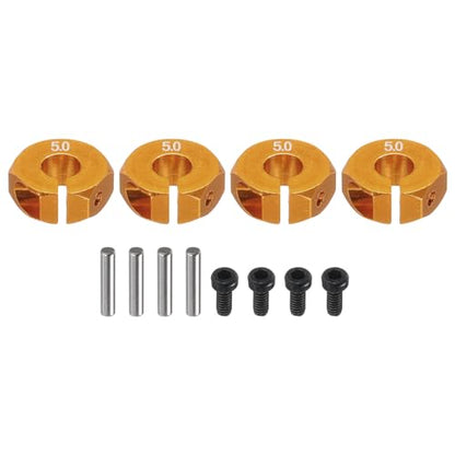 MECCANIXITY Aluminum 12mm Wheel Hex Hubs Drive Adapters Golden 5mm Thickness with Screws and Pins for RC Car Upgrade Replacement Parts 4Pcs - color: Golden, size: 5mm
