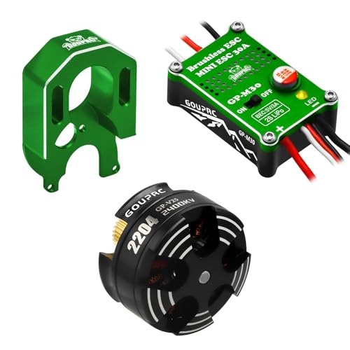 GOUPRC 30A Brushless ESC & 2204 2400KV Brushless Outrunner Motor with Mount Combo Kit for SCX24 Axial 1/24 Remote Control Crawler Truck Car - color: Green With Motor Mount