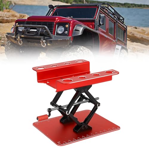 Mtlavishness RC Car Repair Work Stand with Manual Lift Lower Workstation 2.36 Inch to 5.51 Inch Height Adjustment Anti Slip Pad Hand Crank Structure Multi Functional (Black Red) - color: Black Red