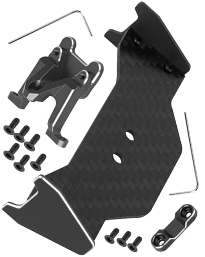RC Carbon Fiber Tail Wing/Aluminum Wing Mount Upgrade Parts for 1/24 Micro-B 2S 2WD RTR Race Buggy（LOS00007,Black(LOS-1771,LOS-1770) - color: Black-(upgrades Part）