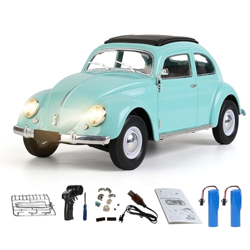 Remote Control Car, 1:16 Scale Classic Model Toys Car for Kids, 4CH Full Scale Toy Rear Wheel Drive LED High Beam 1950 Model Toys, Birthday for Boys Girls